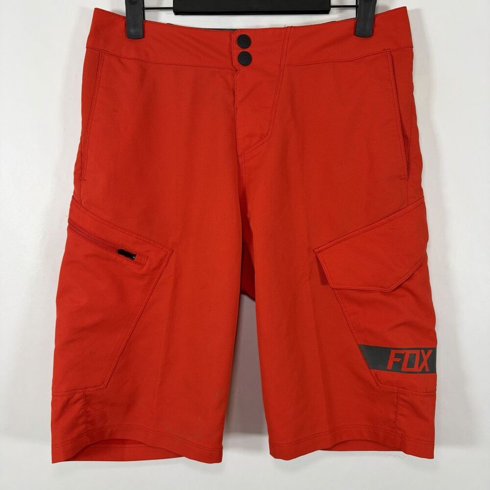 Fox Racing Ranger Shorts Mens 28 Orange Black Logos 11” Inseam Motorcross Riding